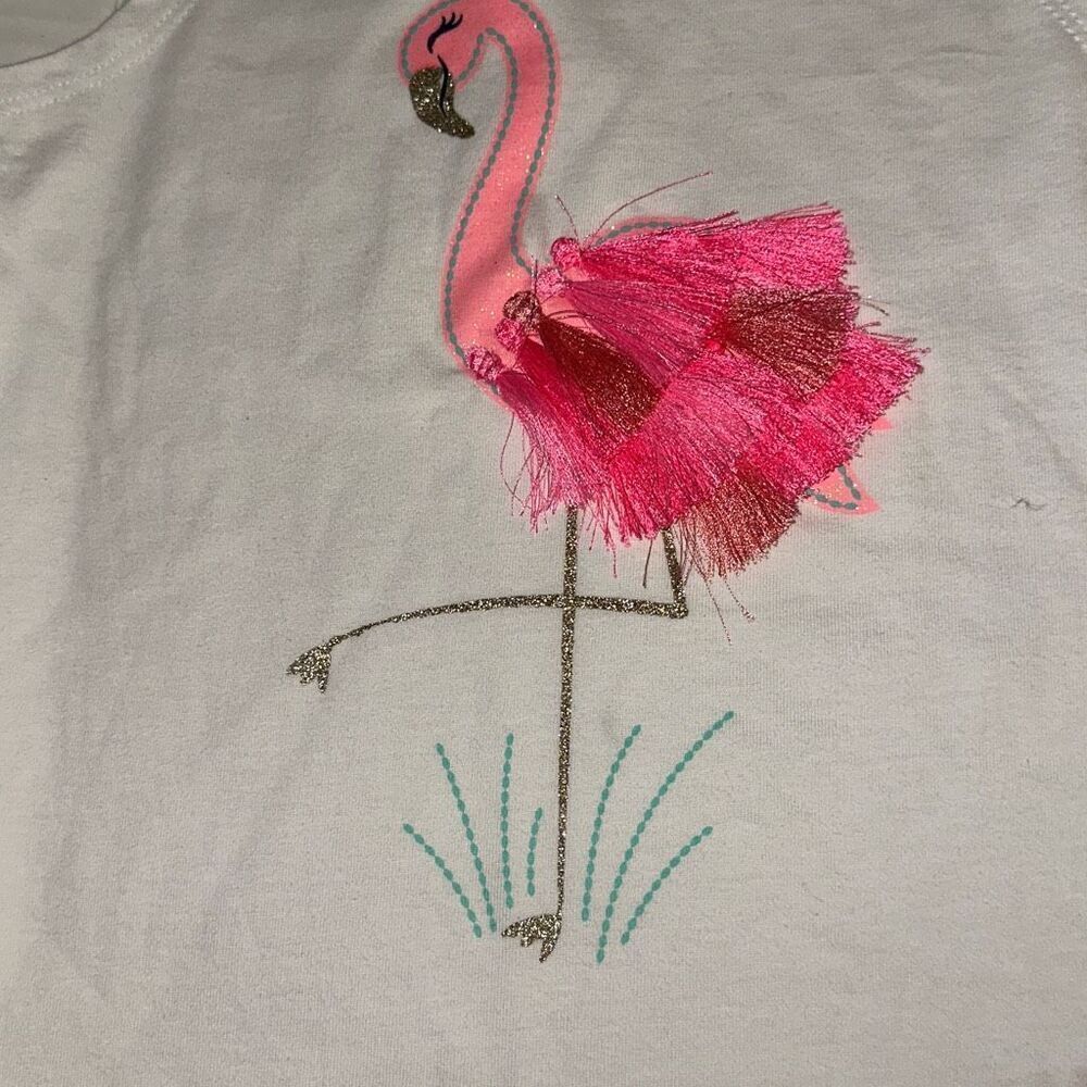 *New* Tommy Bahama White Pink Flamingo Top & Striped Shorts Girls 5/6 - Picture 3 of 9